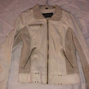 Guess white leather jacket